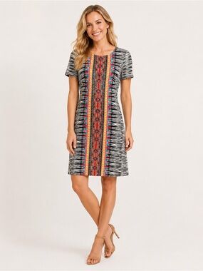 Fifth & Park Dress Size 4 Multicolor Geometric Sheath Dress Stretch